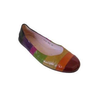 Pretty Ballerinas Multi-color Bands Crinkle Patent Leather Flats